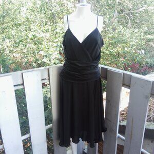 Vintage 90s Y2K Goth Fairy Silk Black Cocktail Forma Eveningl Midi Dress